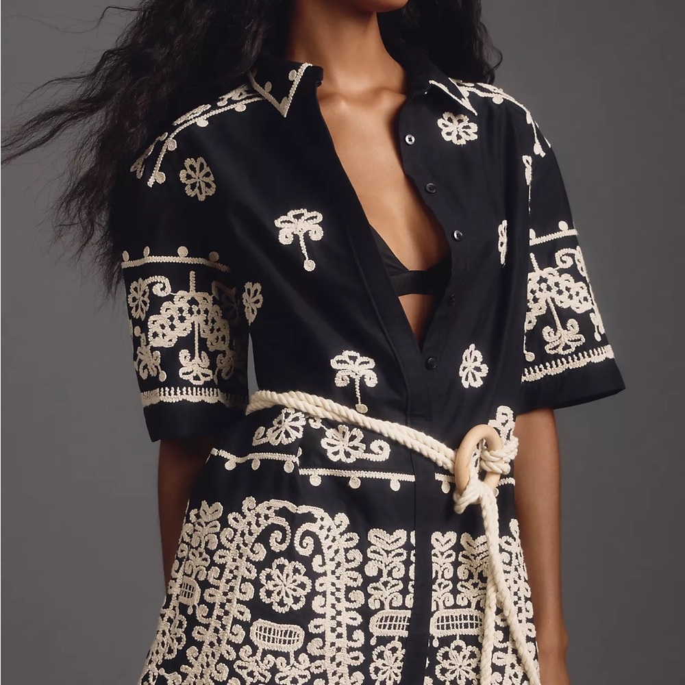 Maeve Short-Sleeve Collared Mini Shirt Dress